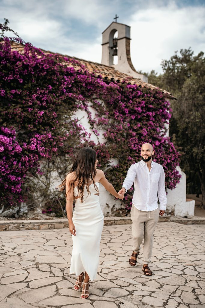 Pre-wedding session on the Costa Brava — couple among coves and pines